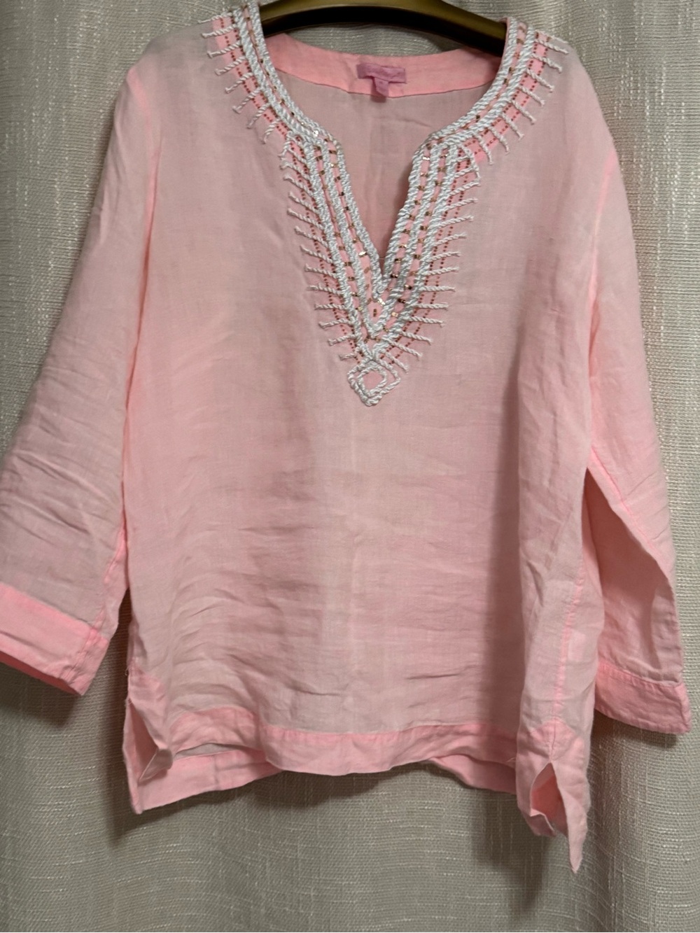 Lilly Pulitzer Blush Pink V-Neck Embroidered Tunic - Picture 2 of 4